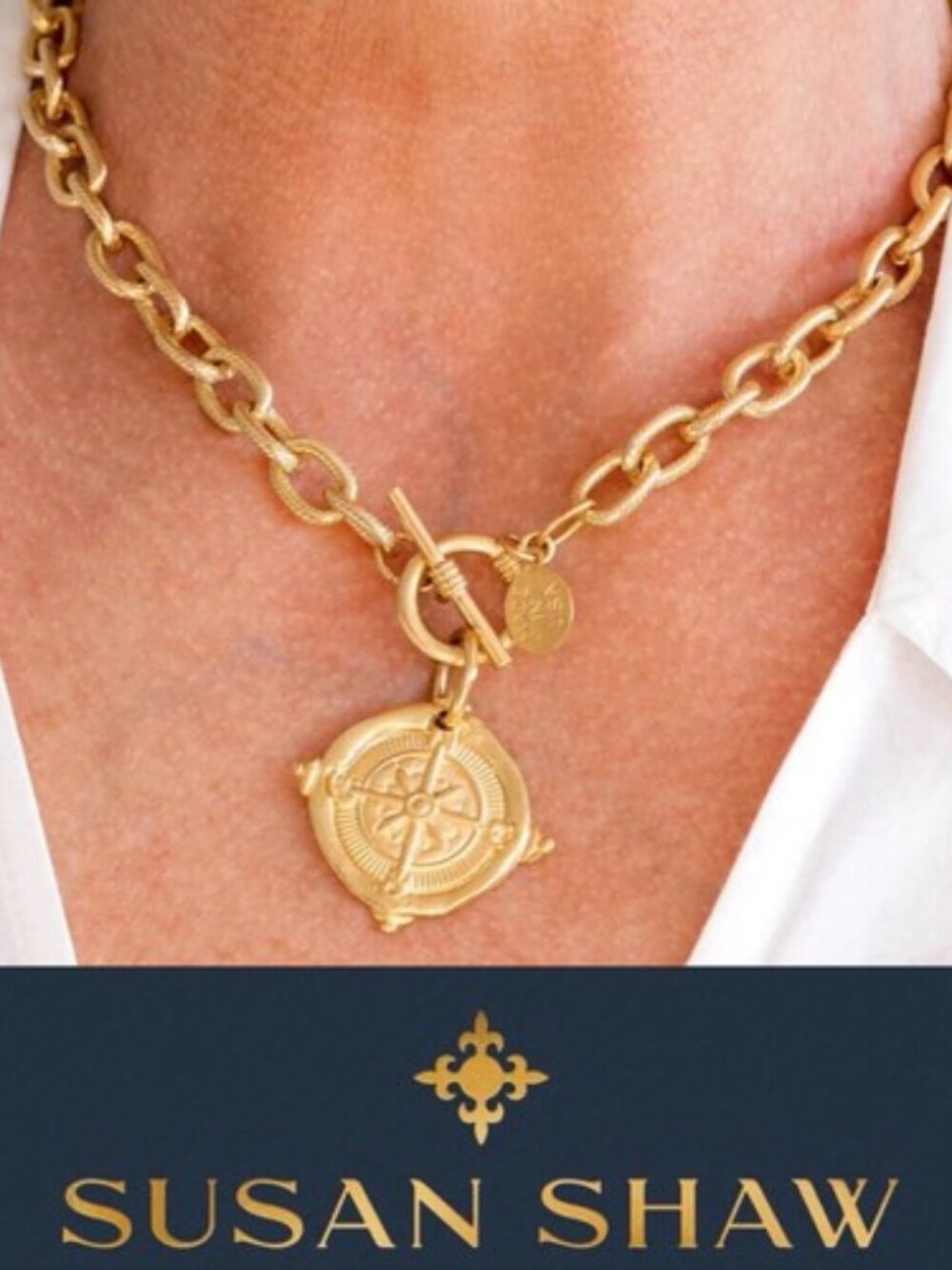 Susan Shaw Compass Toggle Necklace 16"